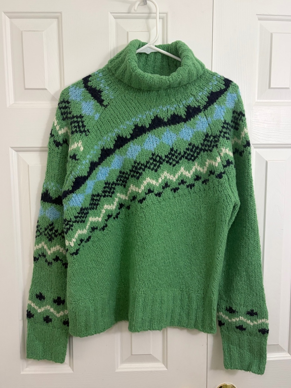 Derek Lam 10 Crosby Diagonal Grammer Fair Isle Turtleneck Wool & AlSweater Small